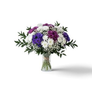זר אביבי צפוף של חרציות ופילרים - זר שושה