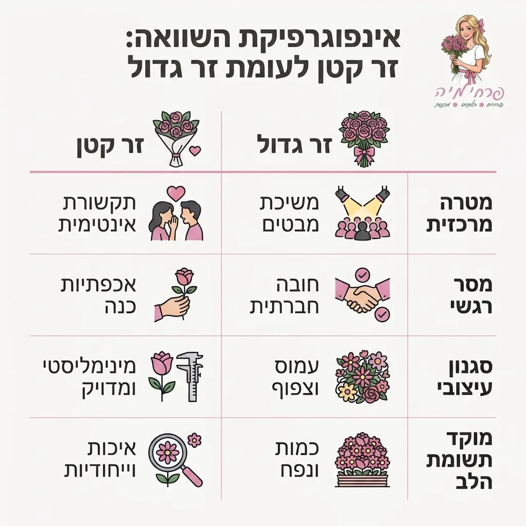 אינפוגרפיקה — זר קטן לעומת זר גדול: השוואה בין זר קטן, זר גדול