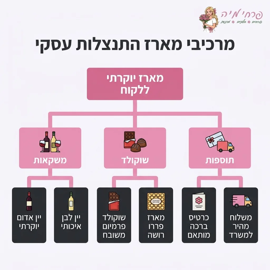 אינפוגרפיקה — מרכיבי מארז התנצלות עסקי: מארז יוקרתי ללקוח