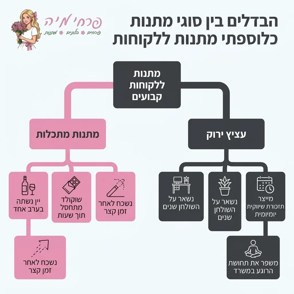 אינפוגרפיקה — הבדלים בין סוגי מתנות ללקוחות: מתנות ללקוחות קבועים