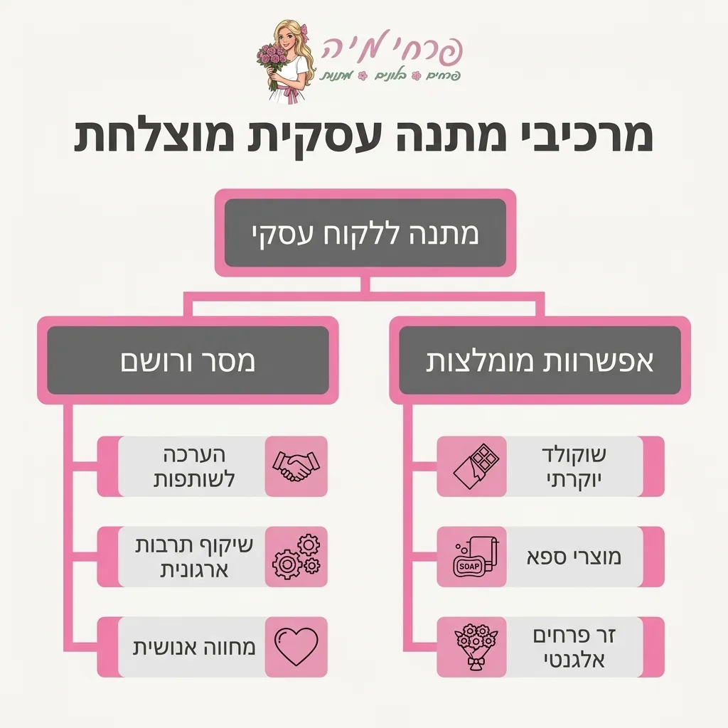אינפוגרפיקה — מרכיבי מתנה עסקית מוצלחת: מתנה ללקוח עסקי