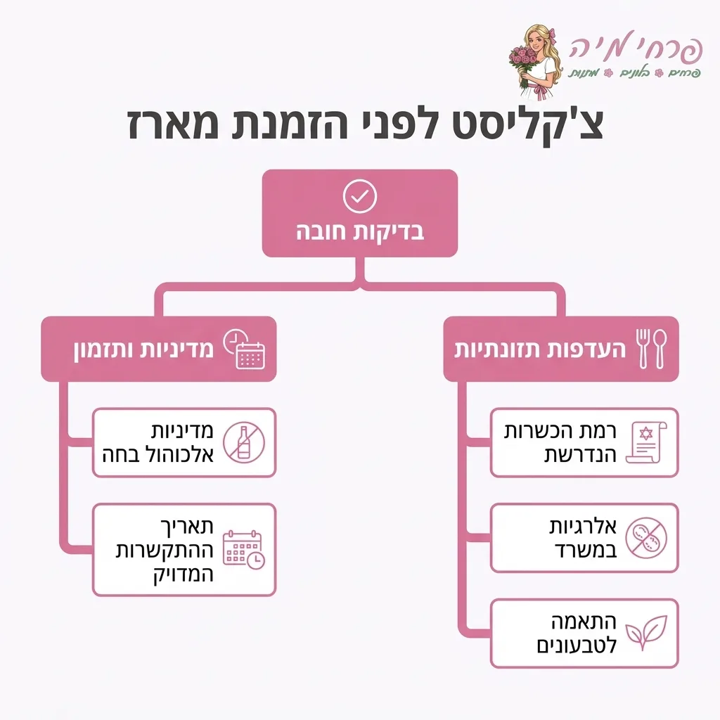 אינפוגרפיקה — צ'קליסט לפני הזמנת מארז: בדיקות חובה